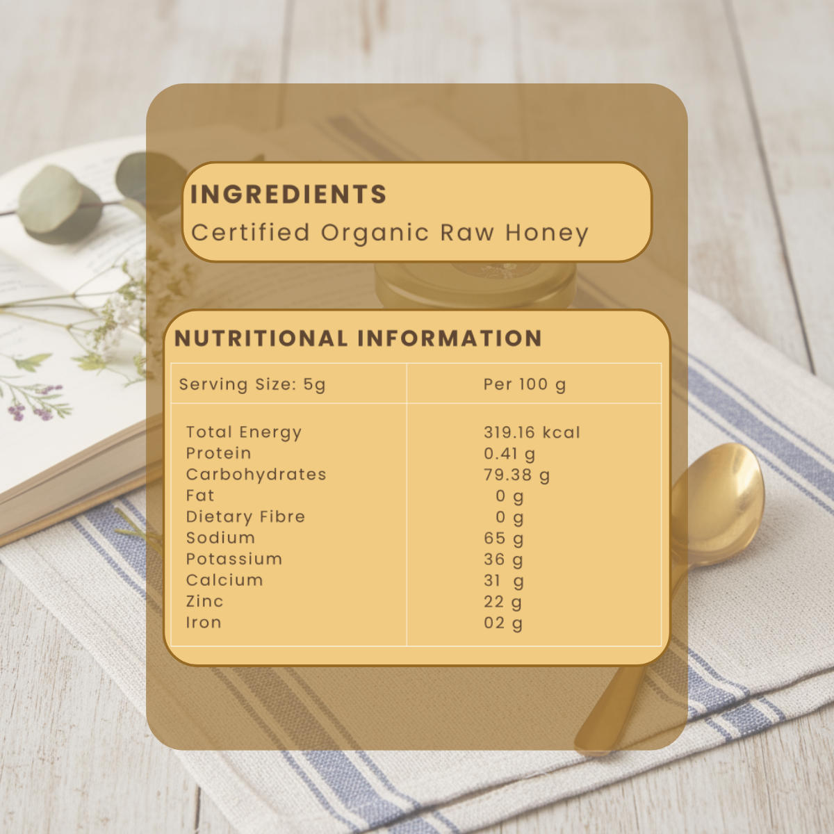 Raw and Unprocessed Organic Honey 240g